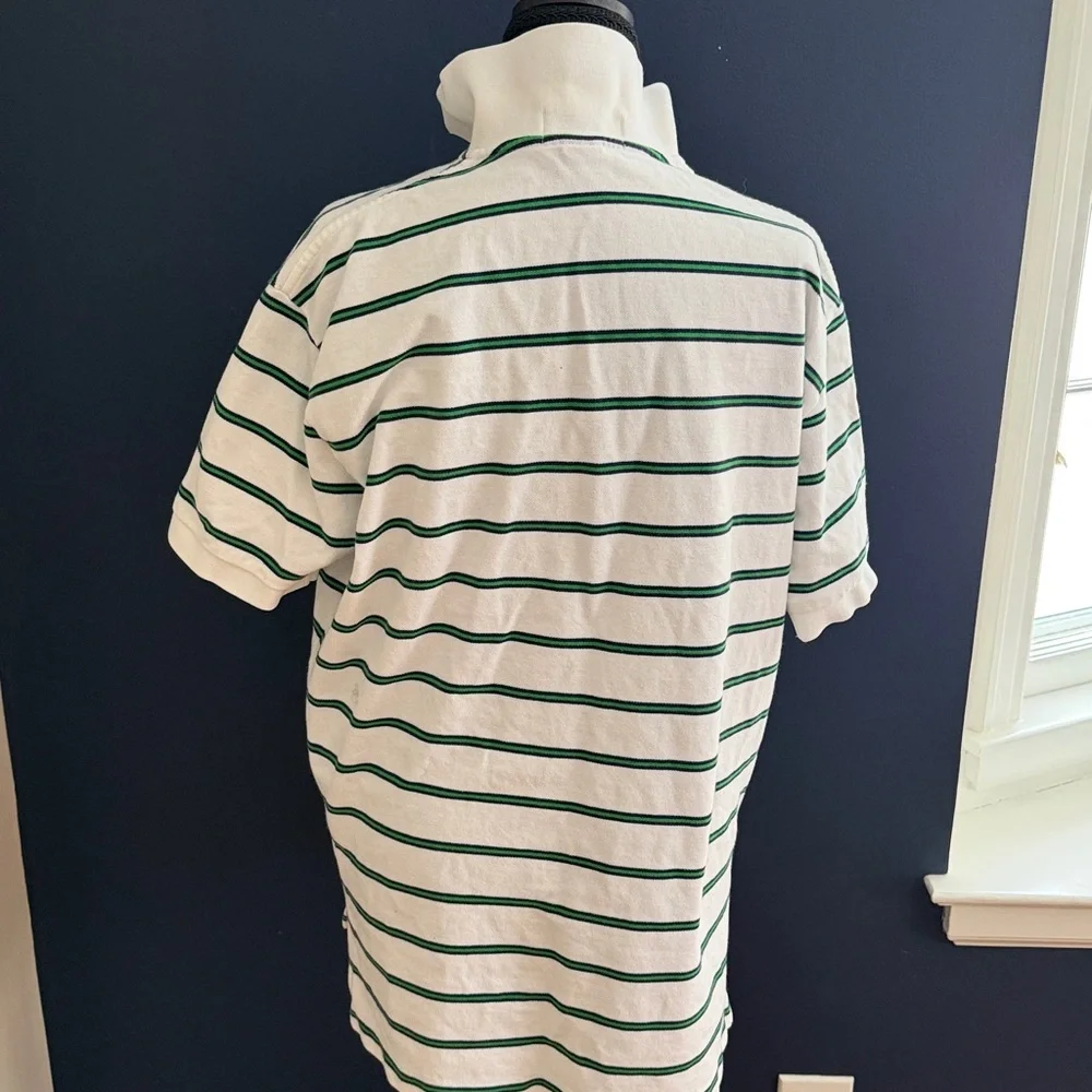 Polo Ralph Lauren White Green Stripe Polo Shirt Men’s Large Classic Fit